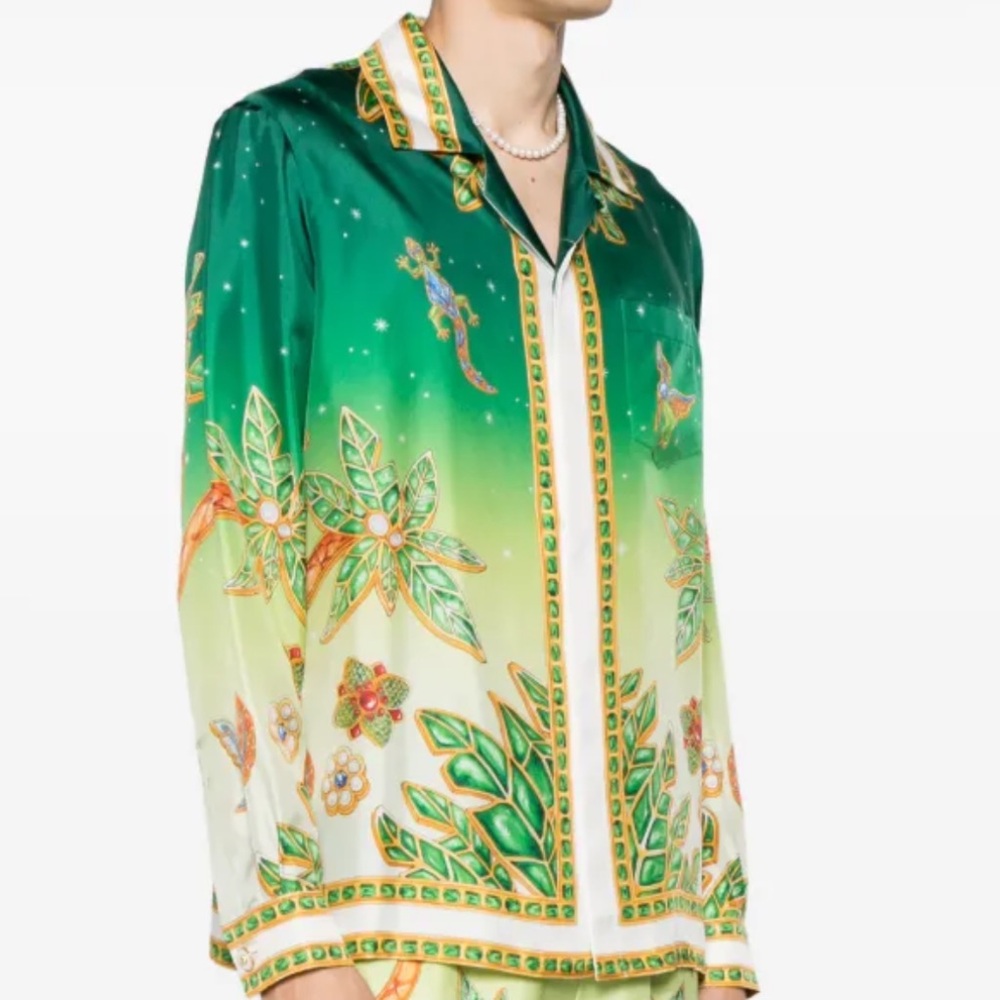 Casablanca Joyaux D'Afrique Silk Shirt Green - Picture 2 of 5
